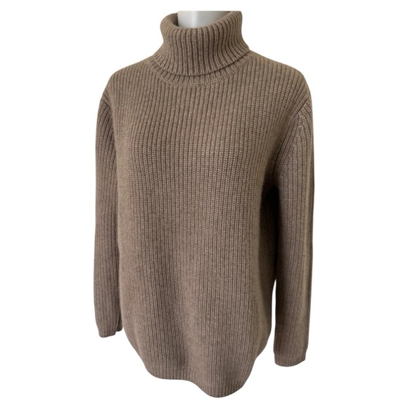 Jenni Kayne Cashmere Turtleneck Rib Knit Sweater Womens Size Small Brown
